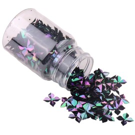 1 Bottle Glitter Flower Sequins 10mm PVC Flower Loose Sequins Iridescent Paillettes for DIY Crafts Sewing Clothing, Black