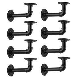 Home TZH 1/2" Pipe Shelf Bracket，Wall Mounted Floating Shelf Bracket, Steam Punk Decor Hanging Wall Metal Bracket, Heavy Duty Decorative Rustic Shelving Bracket (3.5*6", 8 Pack )