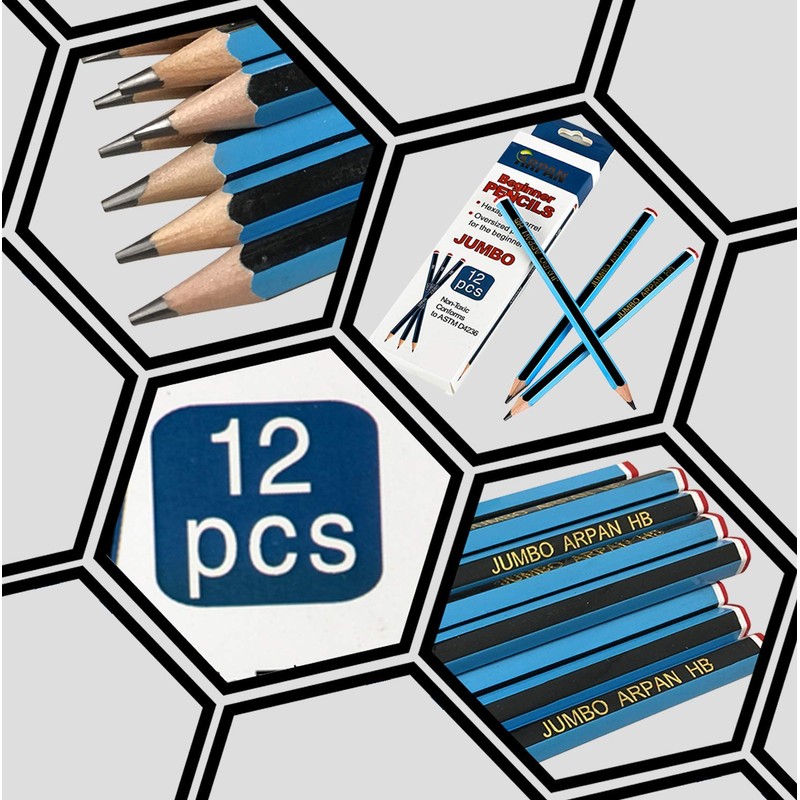 ARPAN Jumbo Beginners Kids Hexagonal learners Snap-Resistant HB School Pencils