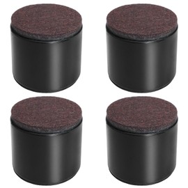 Bonsicoky 4 Pcs Self-Adhesive Furniture Bed Risers, Round Heavy Duty Carbon Steel Table Sofa Risers Adds 2" Height with Felt Pad, Black