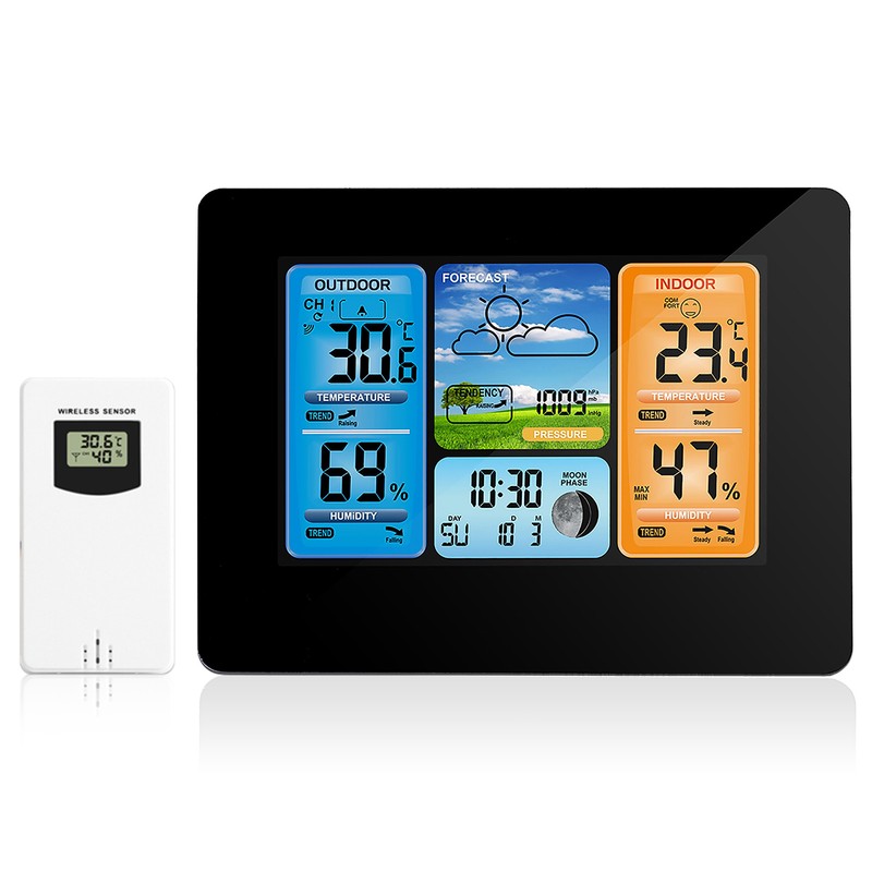 Indoor Outdoor Thermometer Wireless Weather Station with Atomic Clock Temperature