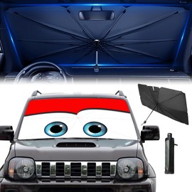 Coricha Windshield Sun Shade 2025 Car Accessories 100% Blackout Car Front Windsow Shades Umbrella Automotive Sun Visor Block Heat Insulation Protection (Red)