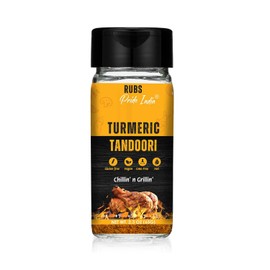 Turmeric Tandoori Rub 2.3 oz (65 gm) w/ Convenient Dual Sifter Cap Bold Smoky Golden Flavor| Used for Marinating Seasoning Flavoring Spicing | Ideal for Vegetable Chicken Steak Fish Pizza Tofu| Non-Bioengineered Vegan Gluten Free by Pride of India