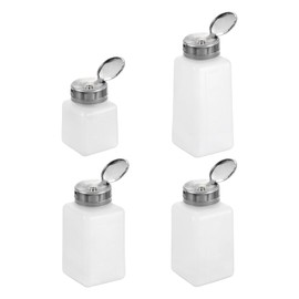 HARFINGTON 4pcs Solvent Alcohol Dispenser 120ml/180ml/200ml/250ml Nail Polish Remover Push Down Liquid Dispenser Pump Bottle for Acetone Cleanser Polish Remover, White