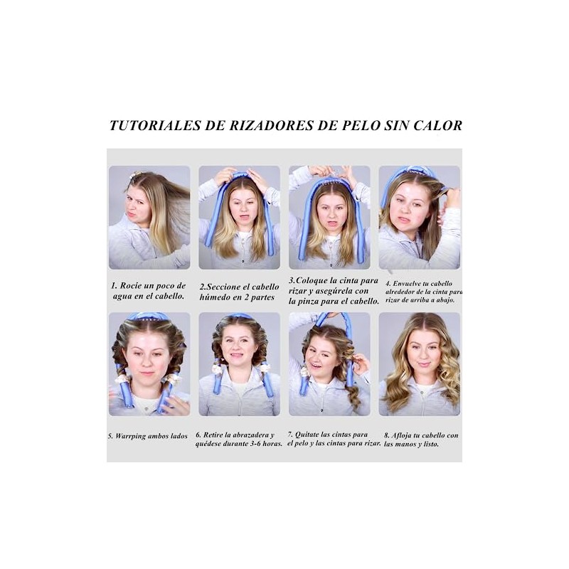 Rizador Pelo Sin Calor, Rulos Flexibles para Rizar Pelo Ondas