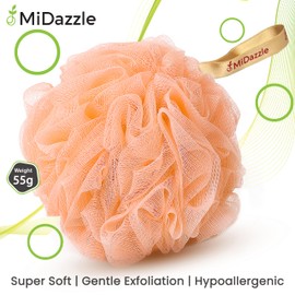 Midazzle Luxury Bathing Loofah Sponge Exfoliator Scrubber for High Lather Cleansing (Large, 55g, Pack of 4, Colors may vary)