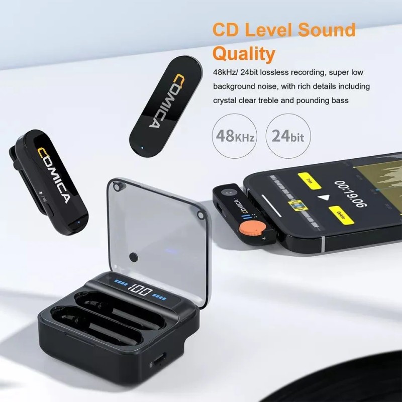 Microfone Sem Fio Duplo 2.4g Para Android Profissional