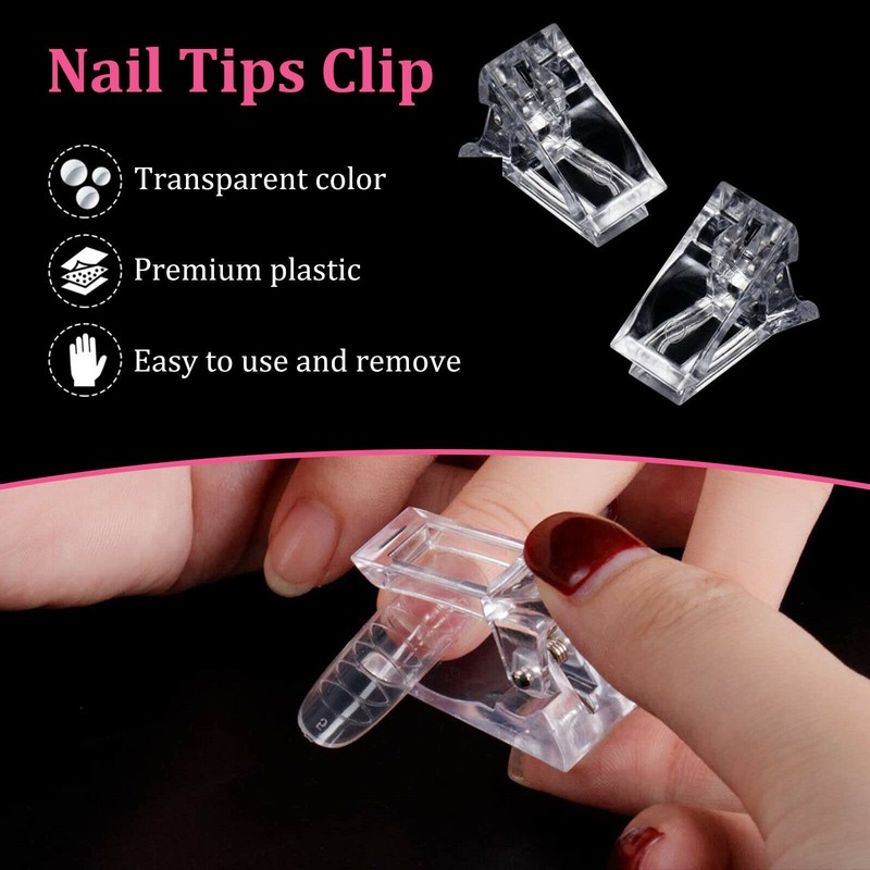 BRAVECOW 20pcs/set Nail Tips Clip Nail Art Tools DIY Extension