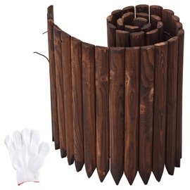 Garden Border Edging Landscape Edging Border Wooden Landscape Edging Wood Fence Decorative Garden Edging Lawn Edging Fence Flexible Garden Edging-15.7" H x 47.2" L (2PACK, 8Ft Total Length)