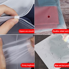 20 Pcs Frosted Travel Storage Clothing Bags, Reusable Hospital Bag Maternity Essentials Plastic Zip-lock Seal Clothes Bags Waterproof Travel Space Saver Organiser Pouch for Home School Travel