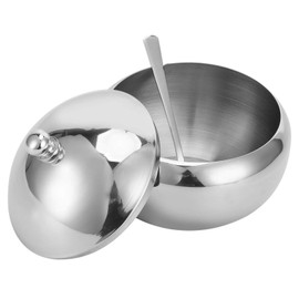 Sugar Salt Bowl Container Seasoning Box 304 Stainless Steel Household Supplies with Lid Spoon for Home and Kitchen(A)