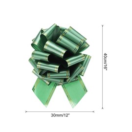 sourcing map 12 Inch Giant Large Pull Bow Big Metallic Car Bows Ribbon with Gold Edge for Wedding Presents Gift Wrapping Christmas, Dark Green