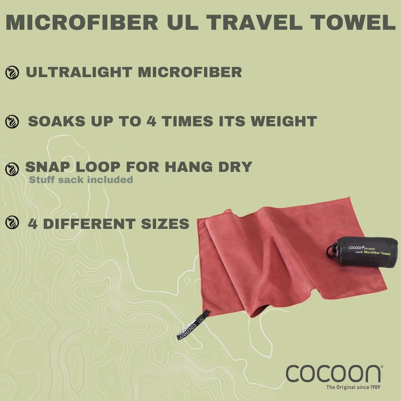Cocoon ultralight - lightweight microfibre hand towel, marsala red, XL