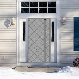 Wohomzy Thermal Door Curtain Fits Doors Size 38"x82"，Curtain Size 41"x84", Magnetic Insulated Curtain Side Open Keep Warm in Winter Cool in Summer,Diamond Pattern,Gray