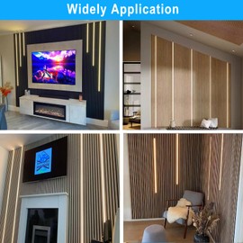 LED Wall Panel Lights,Wood Slat Wall Panel LED Strip Light,3000K Touchable Switch Dimmable LED Strip Aluminum Channel Light for Living Room Bedroom Bathroom Stairs (Silver-6PCS)