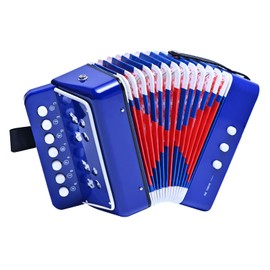 LIEKE Kids Accordion 10 keys Button Accordian,Musical Toy Instrument,Mini Accordion for Children Beginners (Blue)