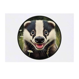 'Smiling Badger Cub' Temporary Tattoo - Water Resistant, Skin-Safe, Non-Toxic Transfer (TO00081701)
