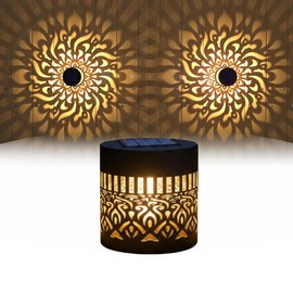 YYingYu 2026 Upgrade Solar Mandala Lights Outdoor, Waterproof Metal Solar Powered Deck Step Lights, Decorative LED Fence Post Wall Lanterns for Patio Garden Backyard Stairway Decor, Warm White-1pcs