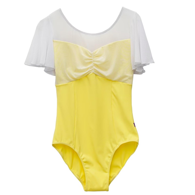 s.lemon Ballet Adult Leotard, Stylish, Short Sleeve, White, Rhythmic Gymnastics,