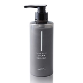 GINZA TANAGOKORO Men's Body Wash, 13.5 fl oz (400 ml), Unscented, Adheres Dirt with the Power of Charcoal, Highly Moisturizing, Charcoal Body Soap, Made in Japan, Sensitive / Dry Skin, Kishu Binchotan