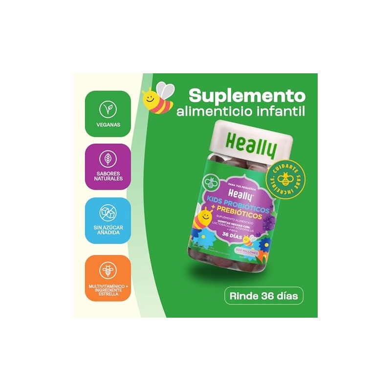 Gomitas Probióticos Niños Inulina y Lactobacillus HEALLY KIDS