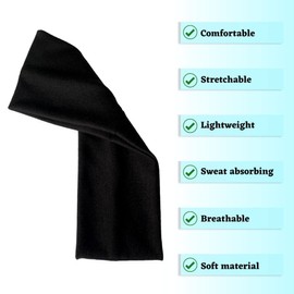 WESTEND CHOICE 7cm Wide Headbands Plain Stretchy Hairband Unisex Kylie Headband Bandeau Gym Exercise Headbands for Women & Men Soft Yoga Head Band (Black)