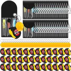 Jutom 108 Sets Mini Tape Measure Screwdriver Construction Helmet Keychains Bulk for Men Party Favors Tool Birthday Father Gifts