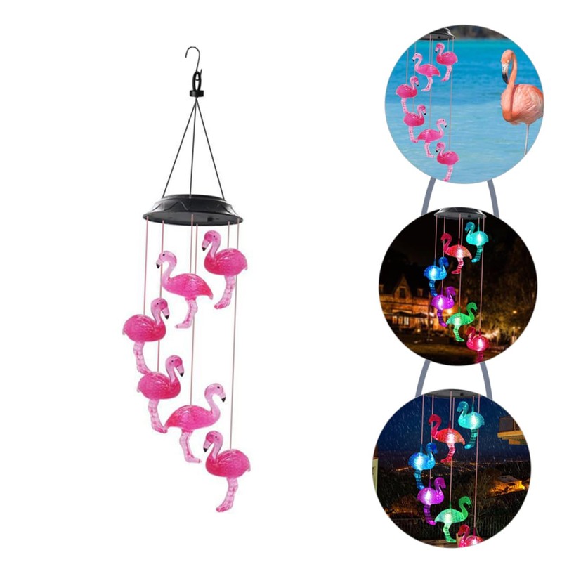 Happyyami Solar-Flamingo Solar Light for the Garden, Solar Wind Bell