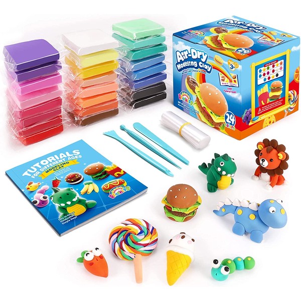 SAGO BROTHERS Air Dry Clay,24 Colors Modelling Clay with 3