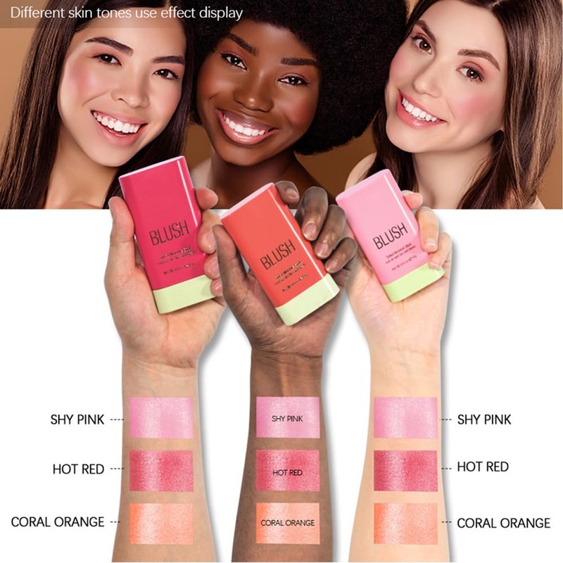 Mysense Pink Cream Blush Stick, Multi-use Makeup Blush Stick for