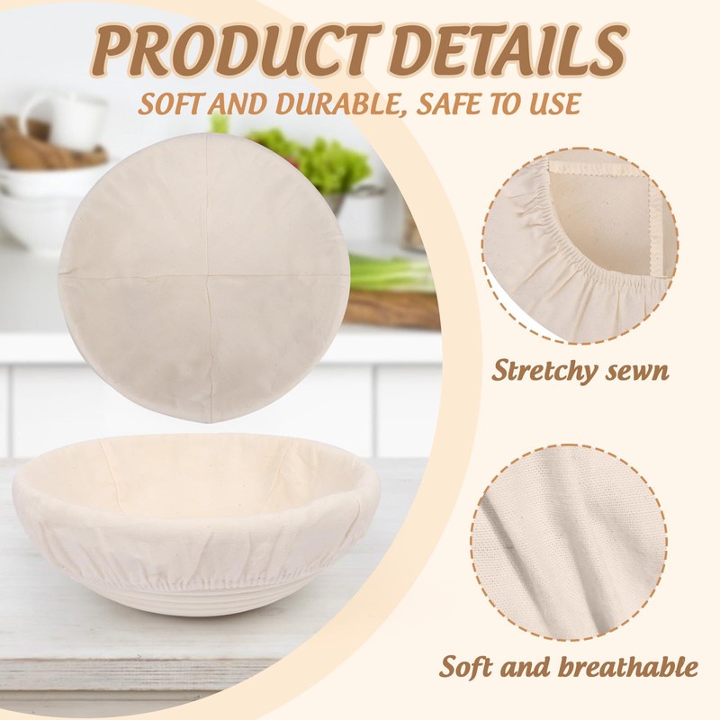 Bread Proofing Basket Cover, 4PCS Round Sourdough Proving Basket Cloth