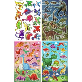 4 Bogen - Dino Dinosaurier Raptor TRex Aufkleber Sticker Promotion Kindergeburtstag Dekorieren Hobby Basteln Sammeln selbstklebend und vorgestanzt