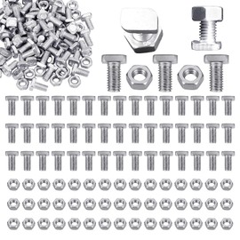 50 Sets Greenhouse Nuts and Bolts, M6 x 12mm Aluminium T Head Bolts & Hex Nuts, Suitable for Building and Repairing Greenhouse, Garden (Silver)