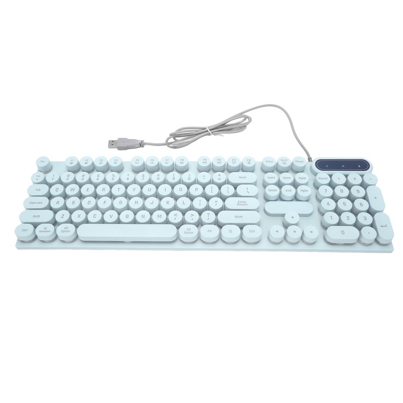 Gaming Keyboard USB Round 104 Keycaps Backlit Ergonomic Fodable Feet