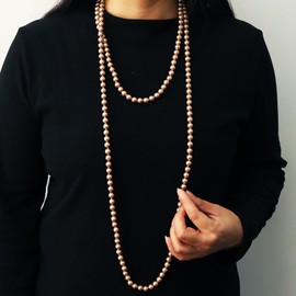 Long Pearl Necklaces for Women 70" Pearl Necklace Chunky Bead Layered Pearl Necklace Faux Pearl Dangle Necklace Wedding Bridal 1920s Gatsby Costume Jewelry Christmas Pearl Necklace Gifts Gifts (Champagne)