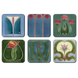 Art Nouveau Tiles Coasters - Square - Set of 6
