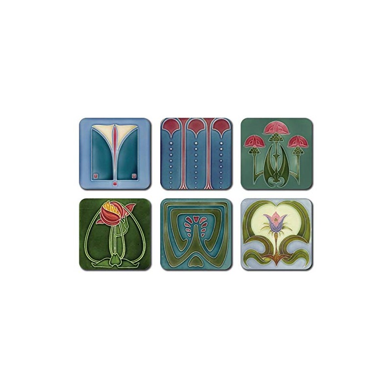 Art Nouveau Tiles Coasters - Square - Set of 6