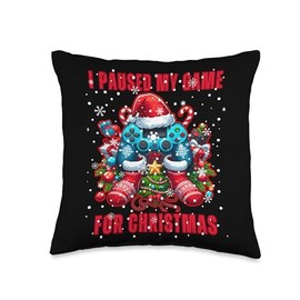 Paused My Game Christmas Gamer Xmas Men Boys Kids Youth Teen Throw Pillow