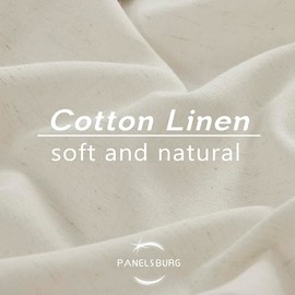 PANELSBURG - Cortinas Modernas Plisadas de Lino Natural Hermosas con Ganchos, de Piso a Techo Alto para Cortinas Plisadas de Lino Transparente de 108 Pulgadas con Ganchos, 9 pies, Marfil