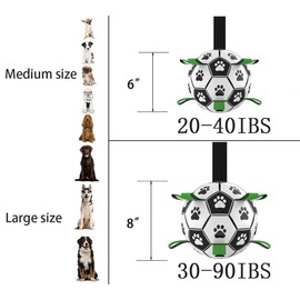 Lopetible Dog Soccer Ball, Interactive Toys for Tug of War, Puppy Birthday Gifts, Tug Toy, Water Toy, Durable Balls for Small & Medium Size(6 inch)