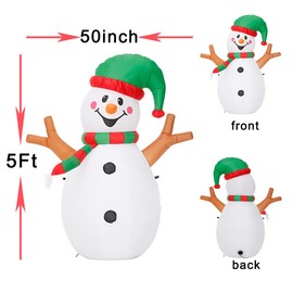 5 Ft Christmas Inflatable Snowman, Blow up Snowman Inflatable Outdoor Decorations for Christmas Indoor Holiday Inflatables Home Family Decor Yard Decorations