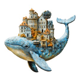 KaayeeWood Wooden Puzzle for Adults, City of Whales, Wooden Puzzle, Unique Wooden Puzzle with Gift Box, Gifts for Children and Adults (34 x 34 cm, 215 Pieces)
