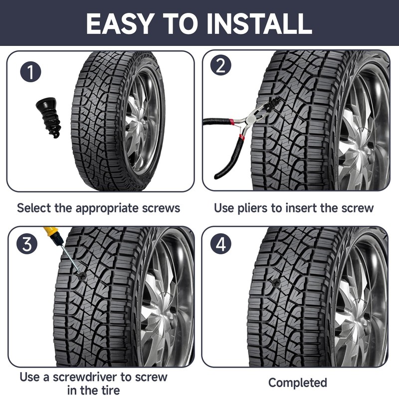 30PCS Tyre Repair Screws Kit Emergency Convenience Self-Service 10S+10M+10L