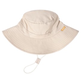 Baby Sun Hat for Boy Girl Toddler Summer Bucket Hat,Kids Sun Protection Beach Cotton Baby Hats 4-8Years Light Khaki