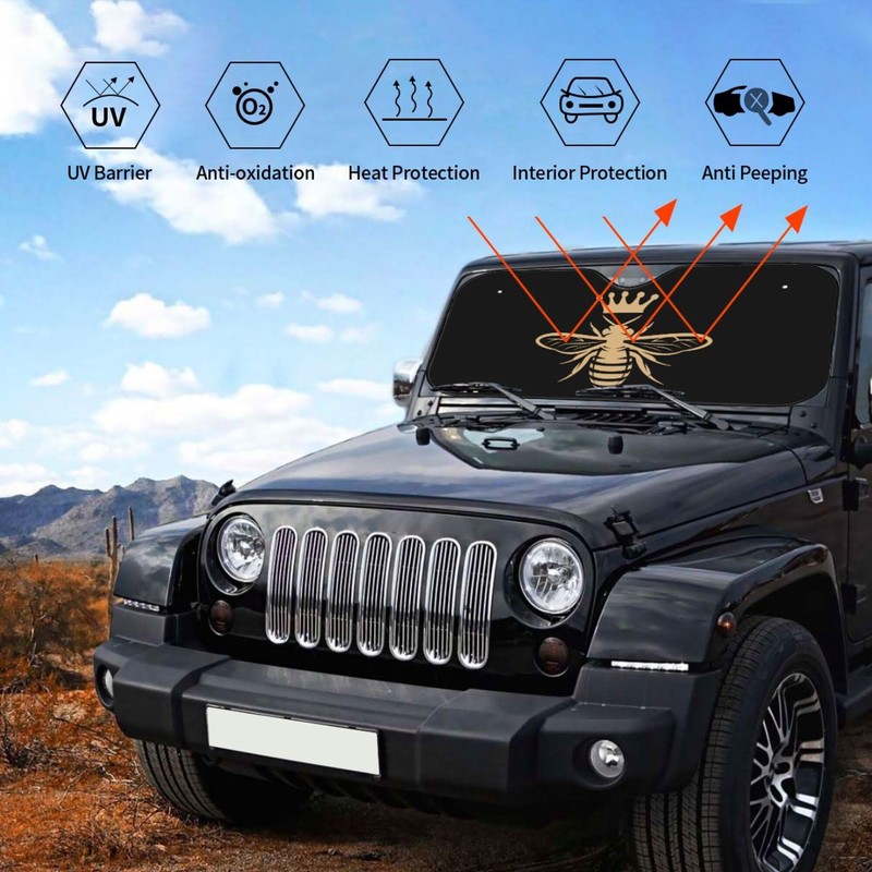 Queen Bee Retro Windshield Sunshade for Car SUV Truck Foldable