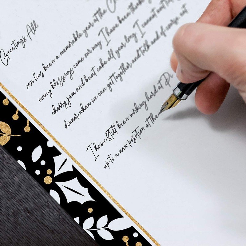 Great Papers! Black And Faux Gold Holiday Letterhead / 80