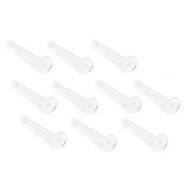 Pierced Owl Set of 10 18GA Clear Bioflex 2mm Top Metal and Allergy Free Nose Stud Retainers, Metal Bioflex