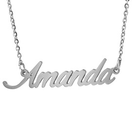 HUAN XUN Stainless Steel Characters Chain Necklace, Amanda
