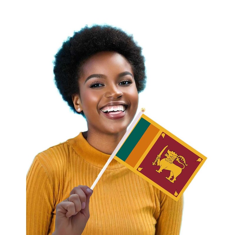 25 Packs Small Sri Lanka Flags on Handheld Stick，Miniature Sri