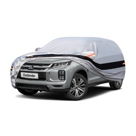 Holthly 10 Layers SUV Car Cover Custom Fit for Mitsubishi Outlander (2005-2024) Waterproof All Weather for Automobiles, Outdoor Full Cover Rain Sun UV Protection.Silver